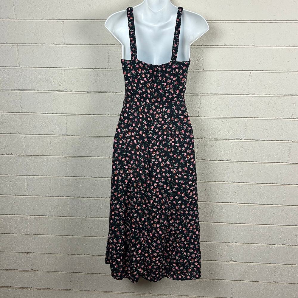 Zara Black Floral Midi Dress size S - Picture 2 of 8